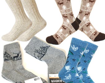 Wool Socks for Women Crew Socks Warmest Wool Socks Virgin New Wool Socks Christmas Gift Mongolian Wool Socks
