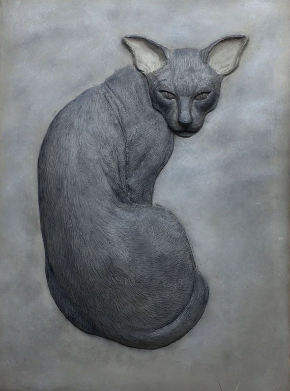 Cat Sculpture Oriental Shorthair Black Cat Lover S Etsy
