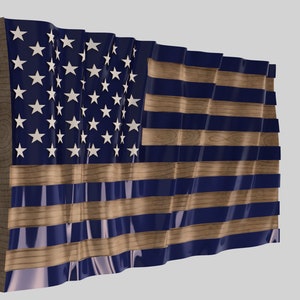 1.5in Wavy flag - Wavy Union Stars - 3D STL File