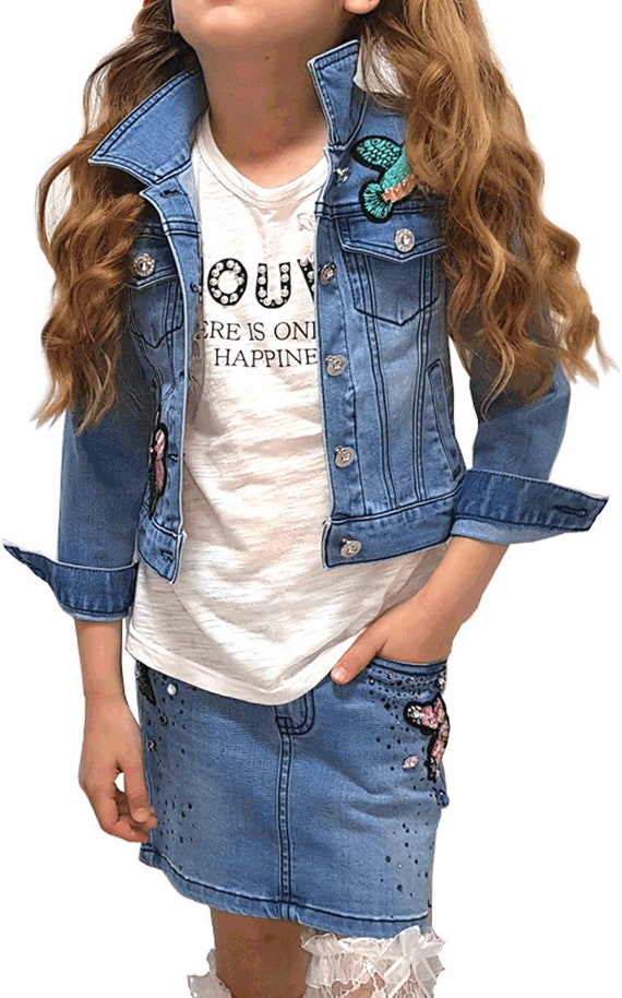 girls embroidered denim jacket