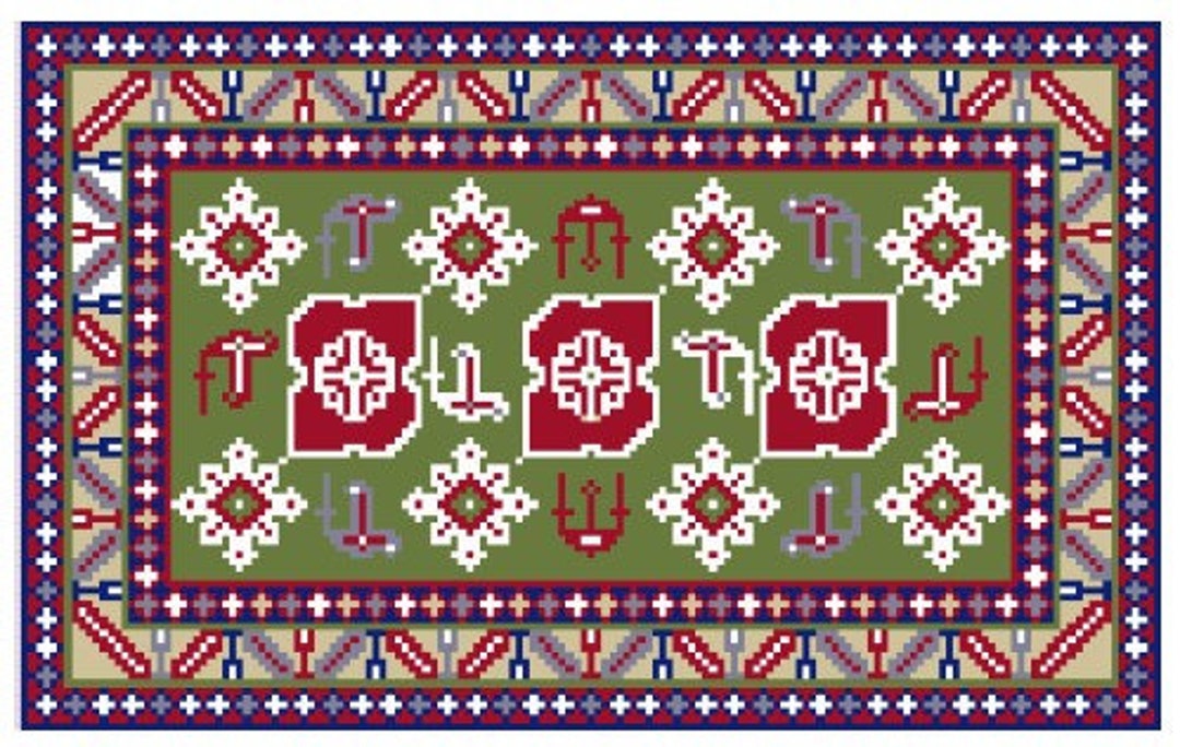 Karagashli Rug Cross Stich PDF Pattern Dolls House Miniature Carpet ...
