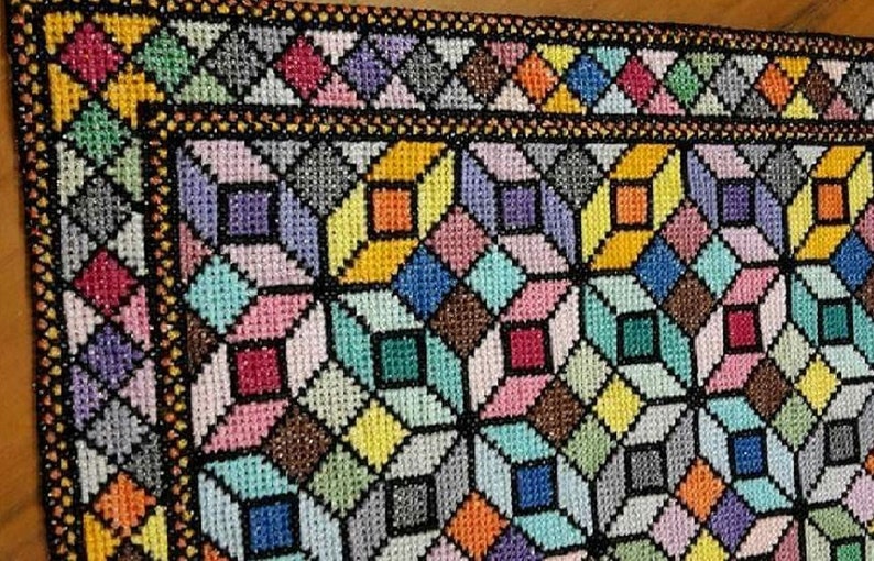 Geometric Rug Cross Stich PDF Pattern for Dolls House Miniature Carpet ...