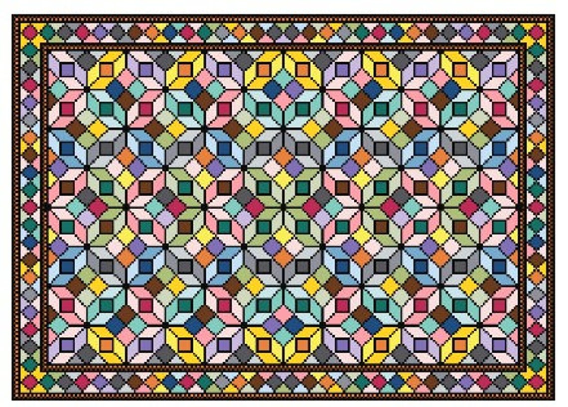 Geometric Rug Cross Stich PDF Pattern for Dolls House Miniature Carpet ...