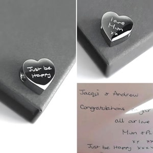 Slight Seconds Pandora Compatible Personalised Real Life Handwriting Engraved Heart Charm Birthday Memorial Keepsake Gift