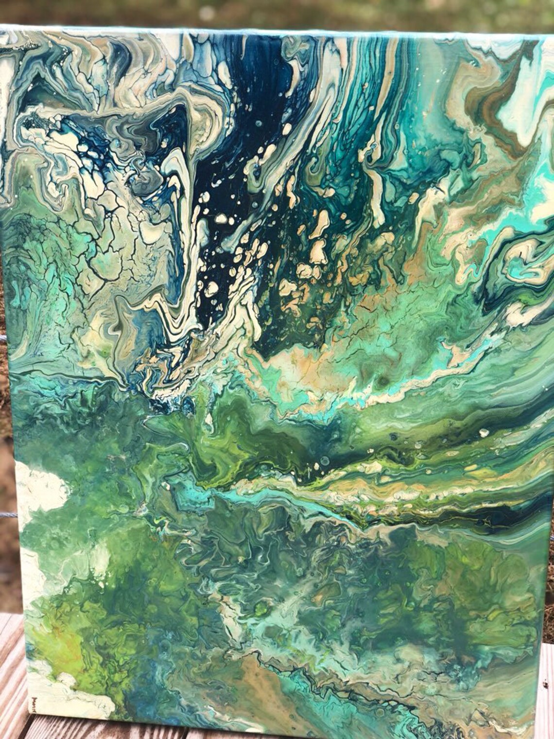 Acrylic Pour Sea Foam Painting Fluid Art Abstract Etsy
