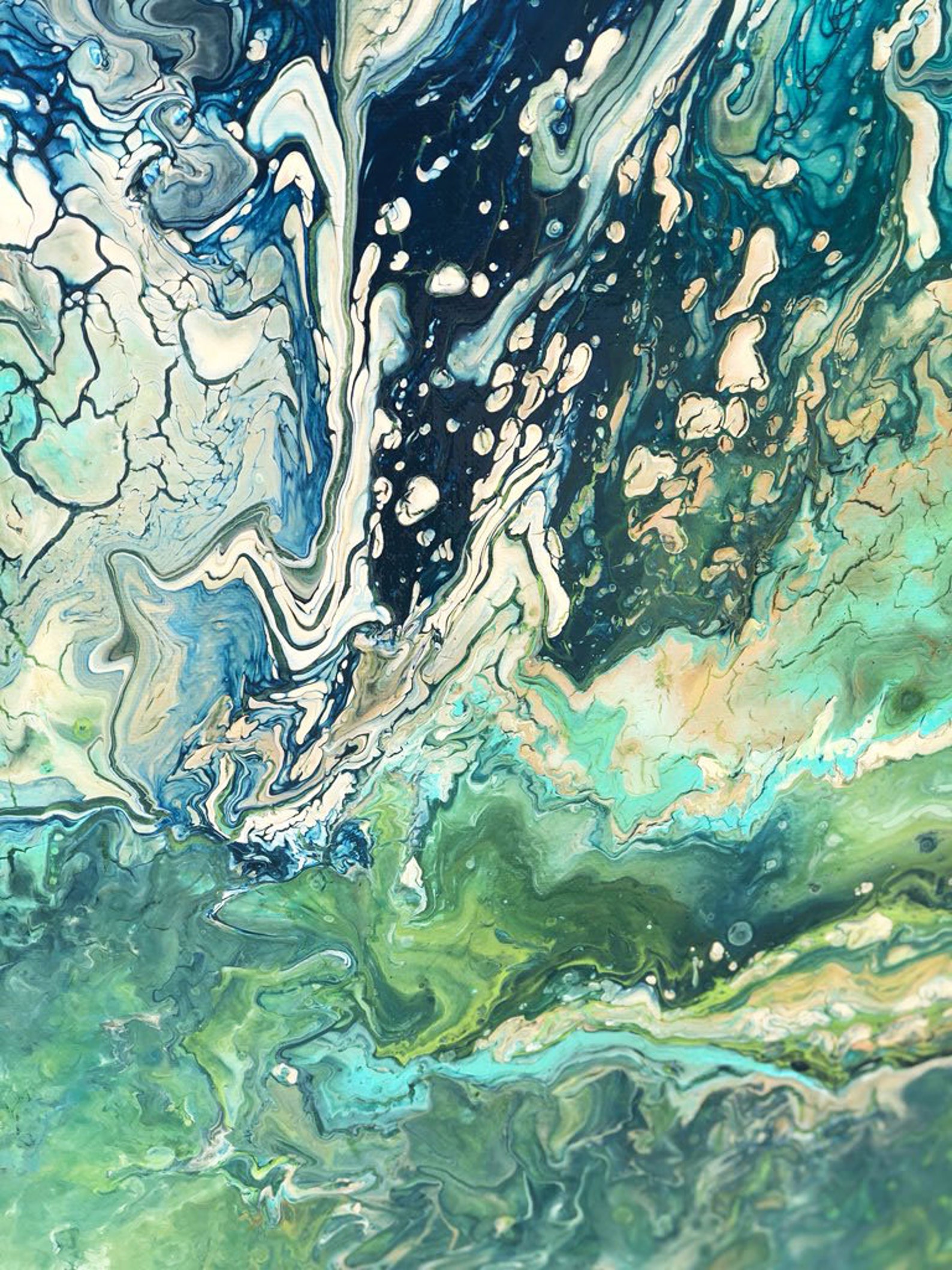 Acrylic Pour Sea Foam Painting Fluid Art Abstract Etsy