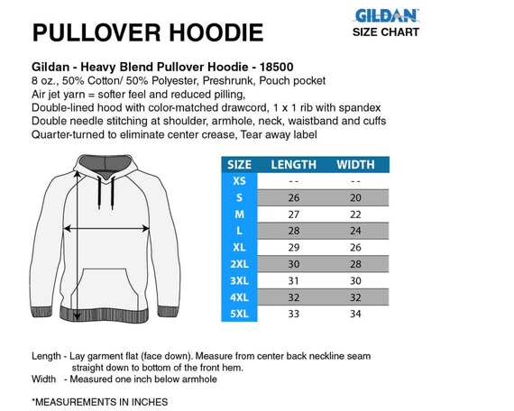 Gildan Heavy Blend Sweatshirt Size Chart