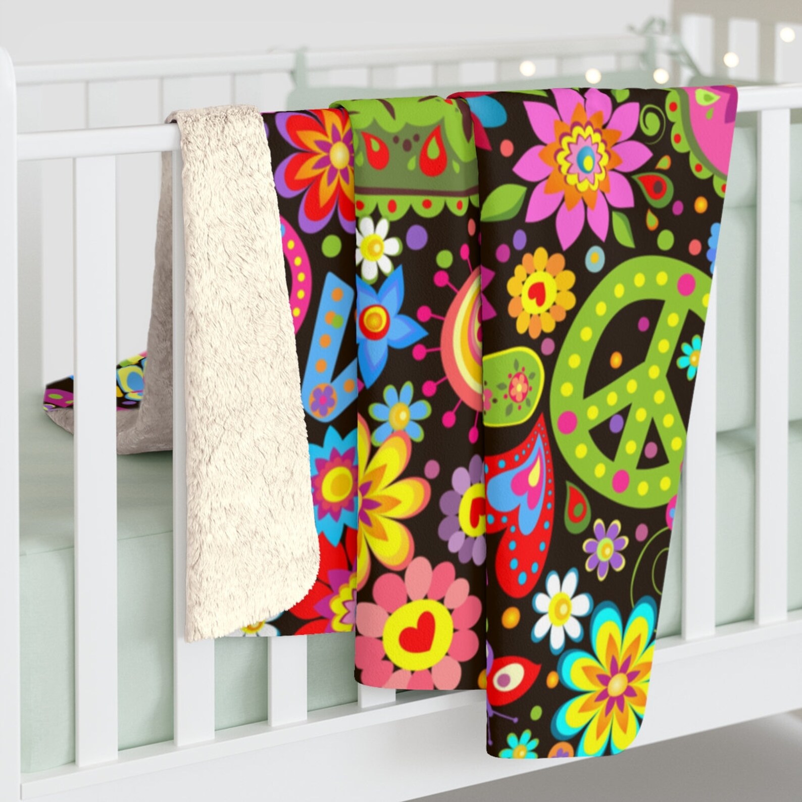 Peace Hippie Sherpa Blanket Hippy Throw Blanket Peace Sign Etsy