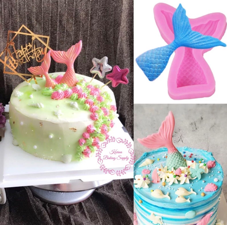 Mermaid cake fondant candle soap silicone mold sugarcraft baking