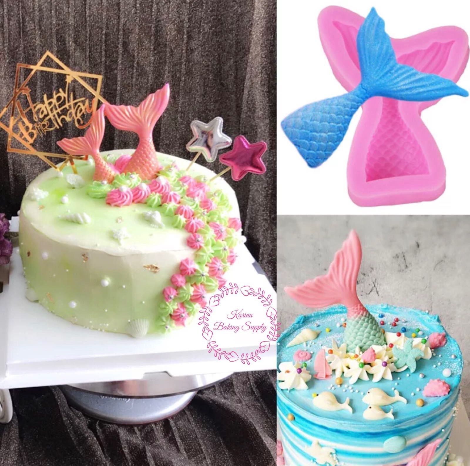 EXCEART Silicone Mermaid Fondant Mold 3D Mould Cake Topper DIY Baking Tool for Sugarcraft Chocolate Candle Soap Making 