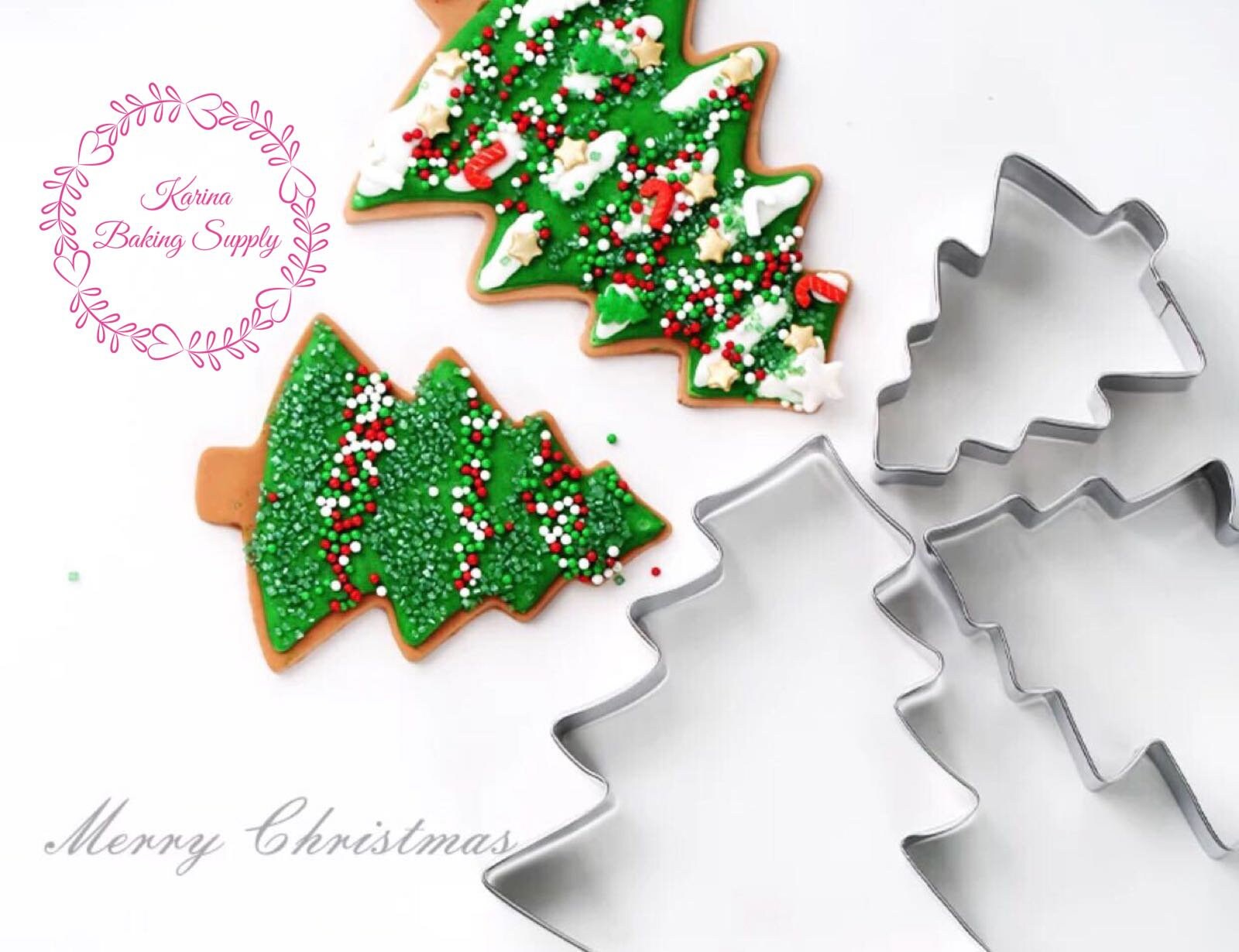 Set of 3 Christmas tree cookie cutter Xmas tree cookie | Etsy