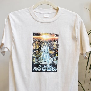 Vintage 1970s Buck Rogers Graphic Tee Shirt // Sci-Fi Adventure Movie 70s TShirt Single Stitch Roach Brand RARE // Medium Large
