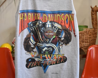 Vintage Harley Davidson Crop Top Tank Top Sparkle Motorcycle Tank