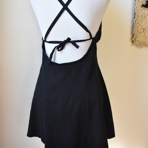 Vintage 50s 60s Black Open Back Strappy Swimsuit Swim Dress // Midcentury Sears Bathing Suit One Piece Women // Medium Large