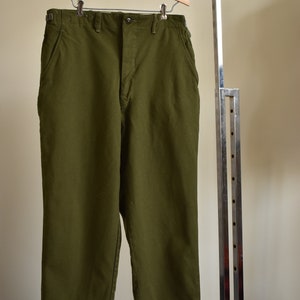 Vintage 1950s Military Issue Olive Wool Trouser Wool Blend // M-1951 US Army Korean War Era Arctic Pants Warm Winter Ski  // 35 x 26