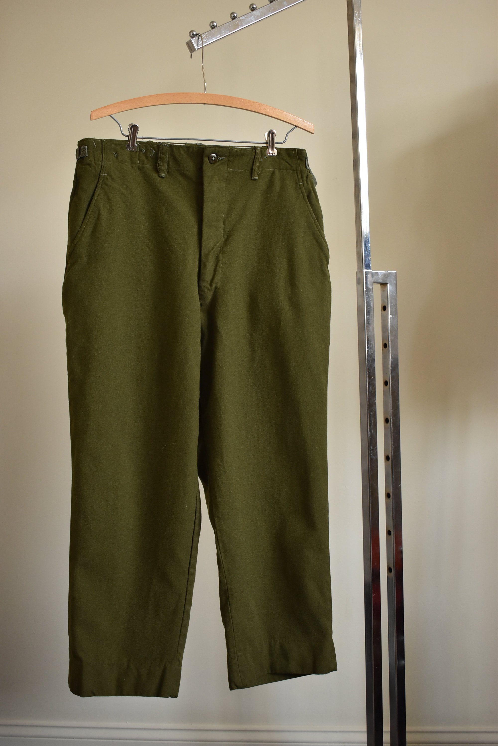 Vintage 1950s Military Issue Olive Wool Trouser Wool Blend Vintage 1950s Military Issue Olive Wool Trouser Wool Blend