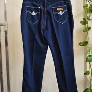 Vintage 1980s Gitano Western Jeans w Contrast Stitching and Embroidered Back Pockets // Straight Leg // Size 20