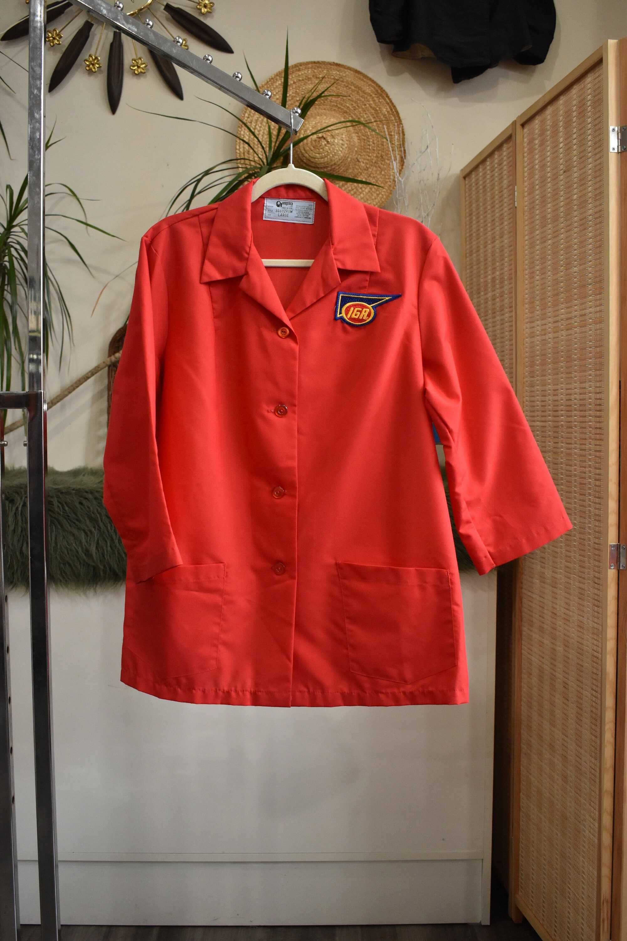 70s Workwear Jacket IGA Grocery Store Uniform Shirt Logo