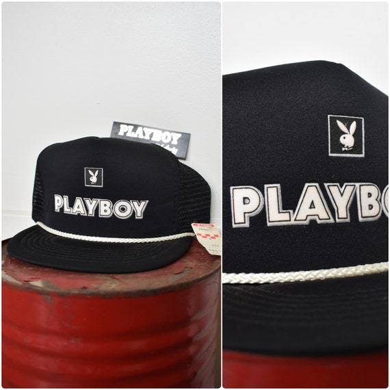 80s Playboy Trucker Hat Deadstock NWT // Black & White Playboy