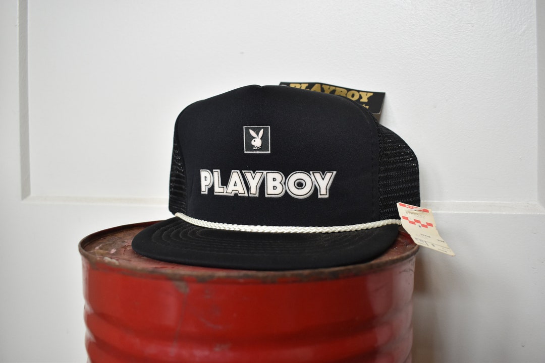 80s Playboy Trucker Hat Deadstock NWT // Black & White Playboy