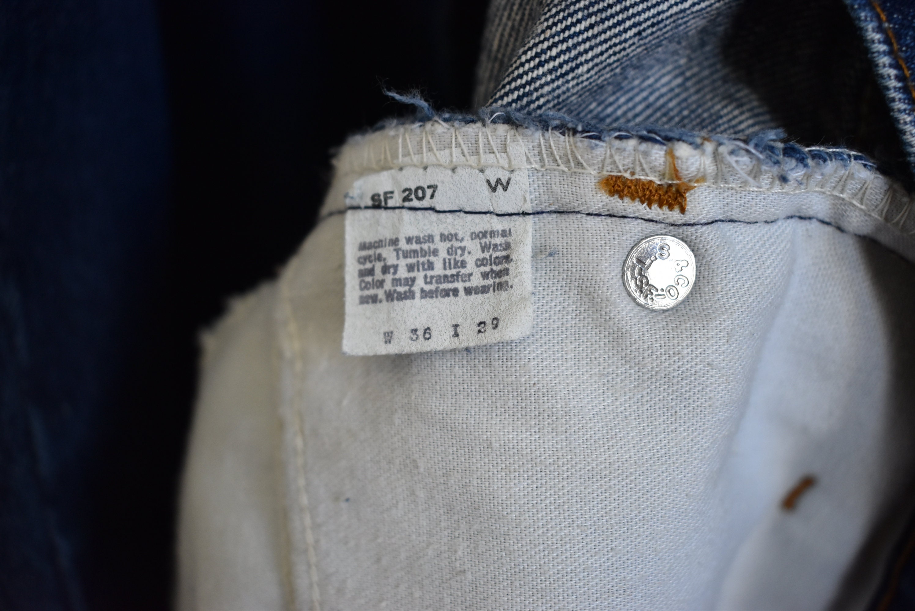 Vintage 1970s Levis 517 Orange Tab Jeans Dark Wash Paper Tag 