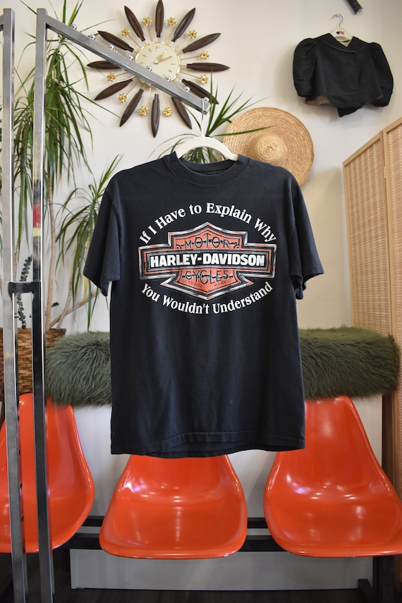 トップス 80s Harley-Davidson vintage tee Vtg 80s 90s Harley Davidson Chopper T-shirt Black L/XL
