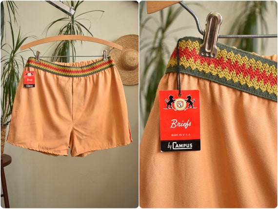 Vintage 50s 60s Deadstock Campus Swim Shorts // M… - image 1