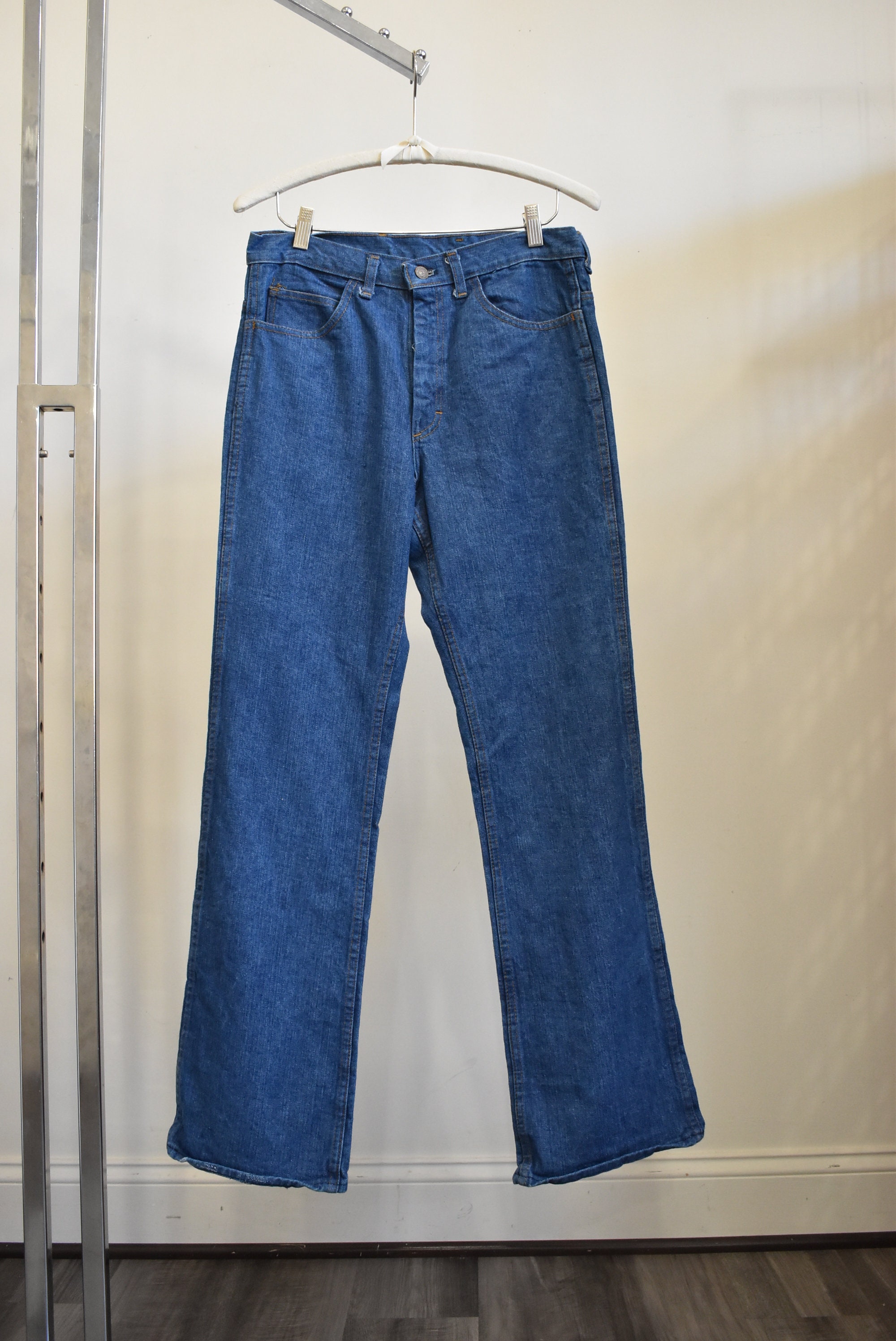 Vintage 60s 70s Deadstock Denim Bell Bottom Flare Jeans