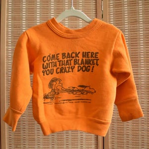 60s Mayo Spruce Snoopy Kids&#39; Pullover Sweater // Linus Blanket Peanuts Rare Cotton Charlie Brown Sweatshirt 1960s Kids Size 4 5 6 24 Chest