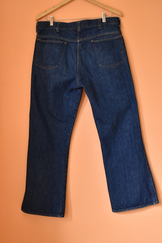 60s Bootcut Flare Jeans Sears Dark Wash // 36" x … - image 5