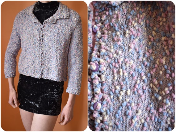 40s 50s Cotton Candy Pebbled Cropped Light Blazer