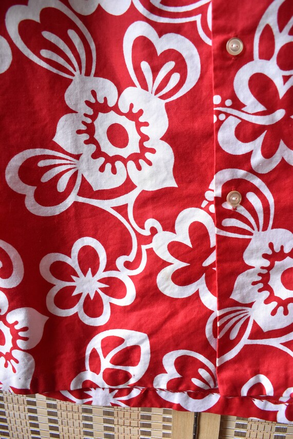 Vintage 60s Malihini Hawaiian Shirt // Red and Wh… - image 5