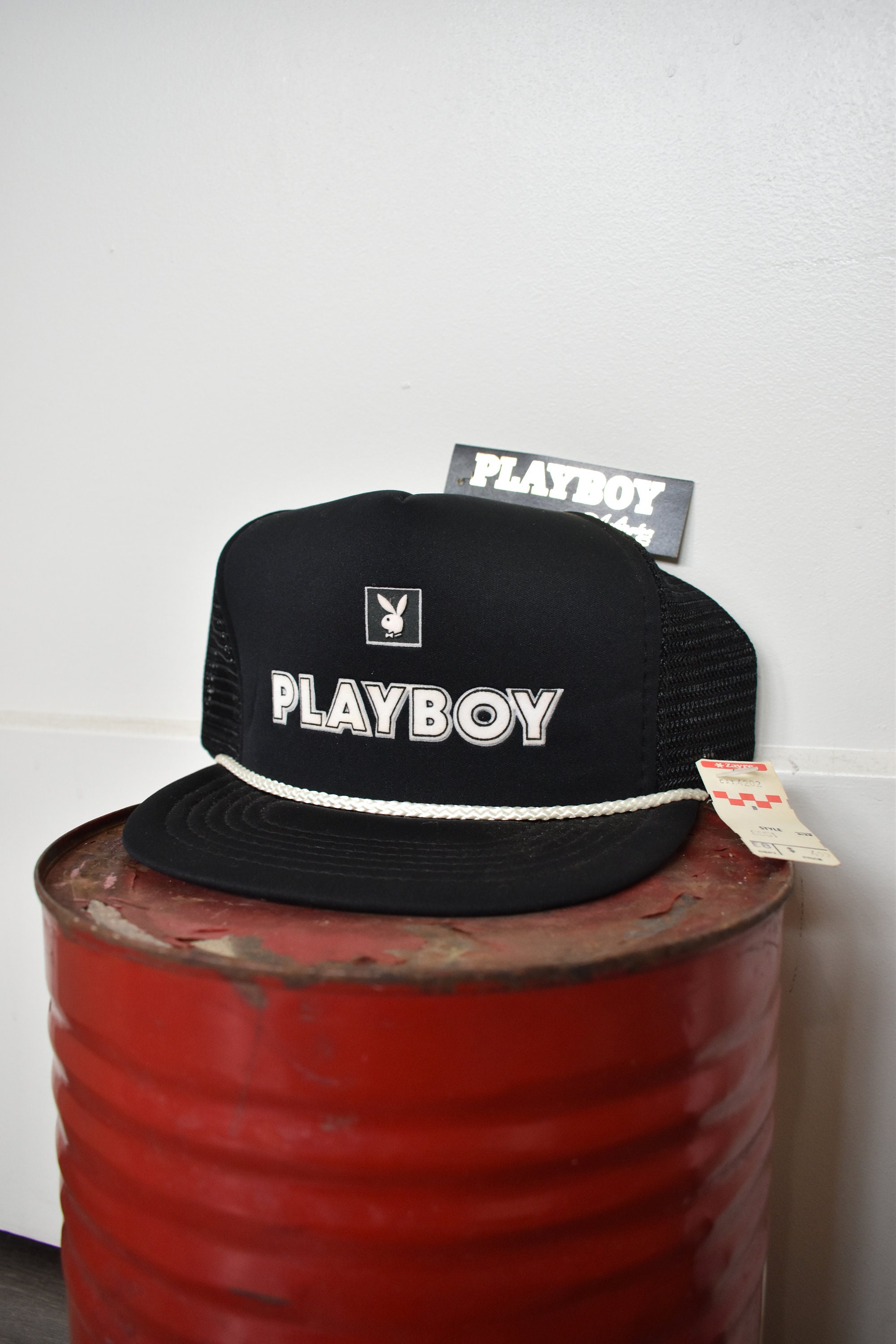 80s Playboy Trucker Hat Deadstock NWT // Black & White Playboy
