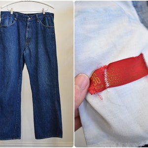 Vintage 1970s Sears Dark Wash Flare Leg Bellbottom Jeans // 70s Retro Denim Flares Scovill Zip // 35 x 29