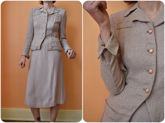 40s Pink Skirt and Blazer Blouse Set Victory Suit