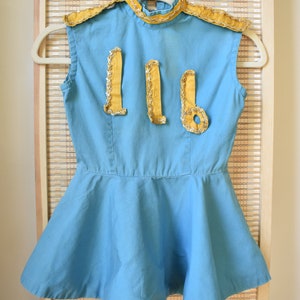 Vintage 50s 60s Girl&#39;s Majorette Cheerleading Circle Skirt Dress // Sequin Marching Band Color Guard Uniform // 5 6 7 Year Old