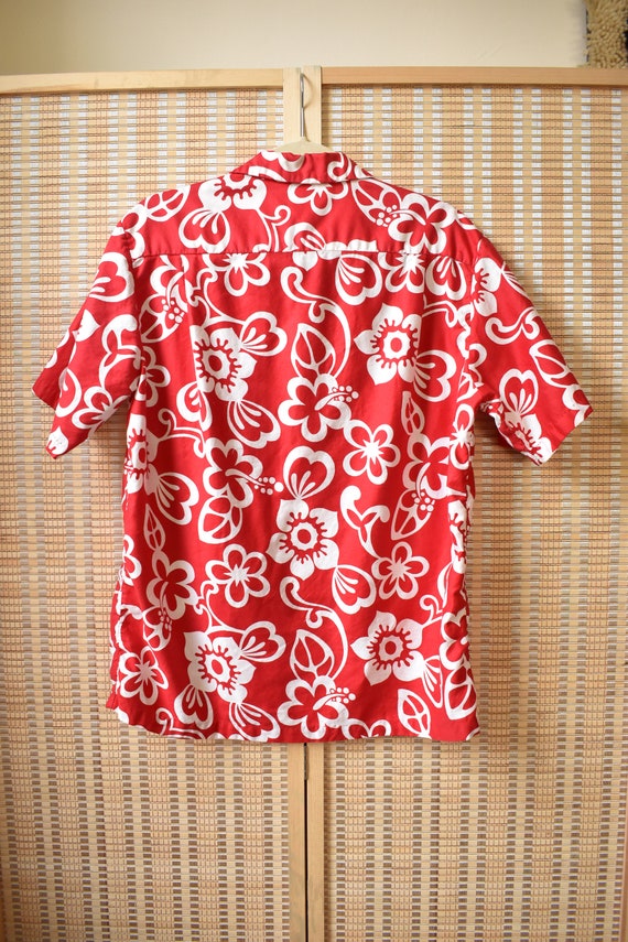 Vintage 60s Malihini Hawaiian Shirt // Red and Wh… - image 4