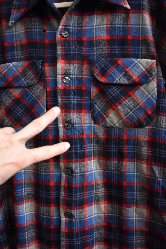 60s 70s Thrashed Loop Collar Pendleton Wool Board… - image 3