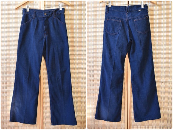Vintage 1970s Sears Perma Prest Denim Bell Bottoms // Retro