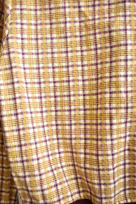 Vintage 60s 70s Deadstock Checked Cotton Flannel … - image 8