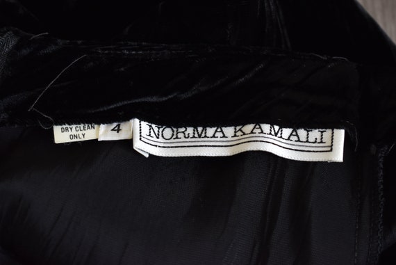 Vintage 80s Norma Kamali Black Crushed Velvet Mid… - image 6