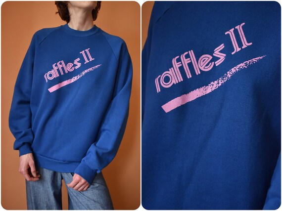 Vintage 80s Graphic Raglan Pullover Sweatshirt Jer