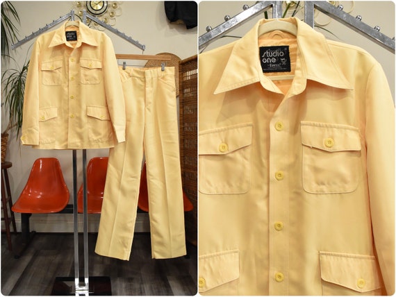 Vintage 70s Campus Yellow Flare Suit W Bellbottom Trousers and - Etsy