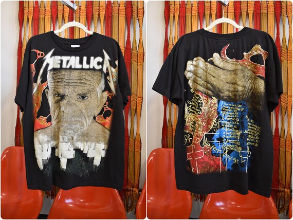 Vintage Metallica Album Collage Bootleg Tour 1991 Tee Shirt Single