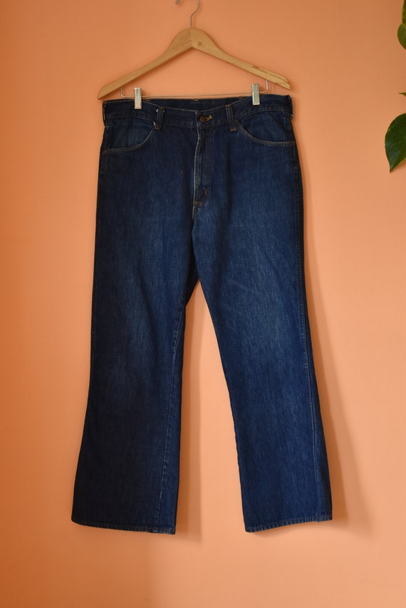 60s Bootcut Flare Jeans Sears Dark Wash // 36" x … - image 2