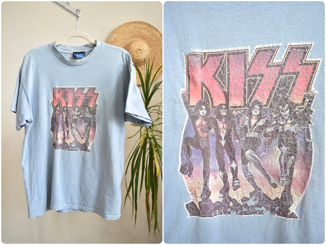 Vintage 80s Kiss Destroyer Album Cover Band Tee Thrashed // Single