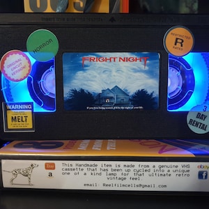Retro Fright Night VHS Lamp: Handmade Horror Movie Gift
