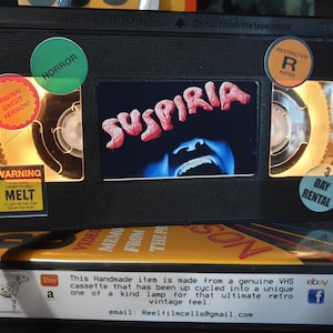 Retro VHS Lamp, Suspiria Horror ,Top Quality Amazing Gift  For Any Movie Fan,Man Cave Ideas or Pick your own Movie
