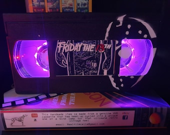 Retro VHS Night Light table lamp,Friday the 13th with Art work ,Top Quality!Amazing Gift For Any Movie Fan,Man Cave Ideas!