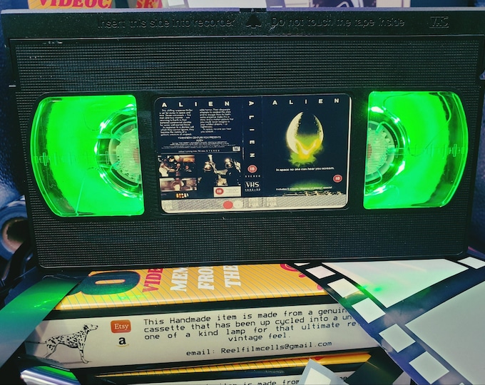 Handmade Alien VHS Lamp: Retro Movie Night Light
